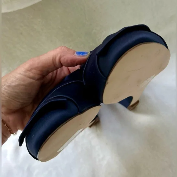 J. Crew Collection Blue Size 8 Mules Satin Wedges Slip On Heel Shoes - Picture 8 of 14